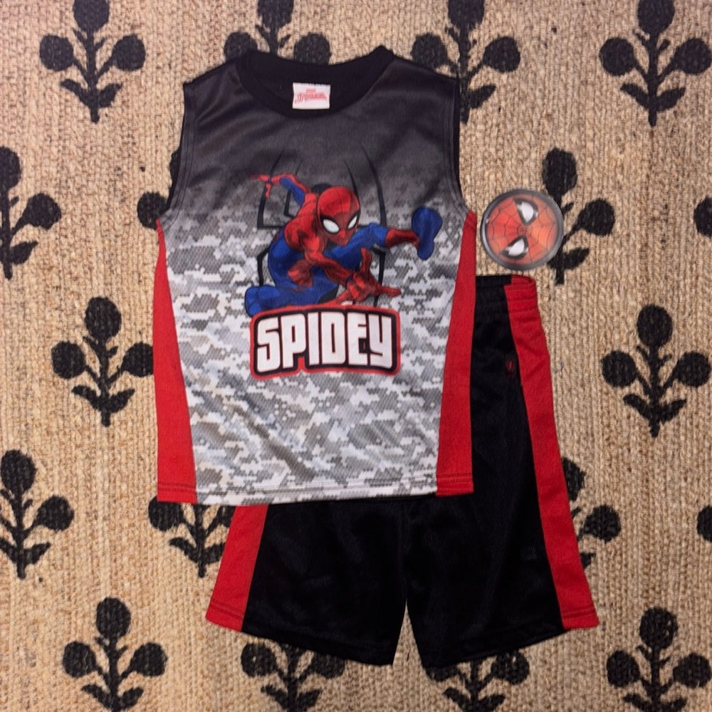 Marvel Spiderman 2 Piece Set Tank Top & Shorts Size 7 NWT
